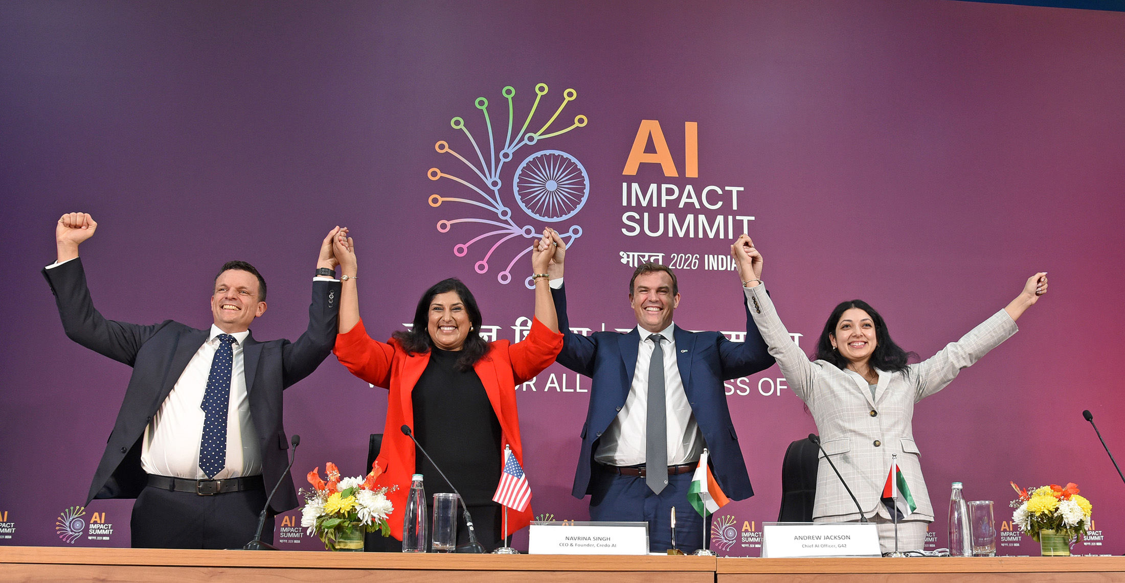 G42 and Credo AI signed a Memorandum of Understanding (MoU) on the sidelines of the India AI Impact Summit 2026 at Bharat Mandapam, in New Delhi on February 20, 2026.