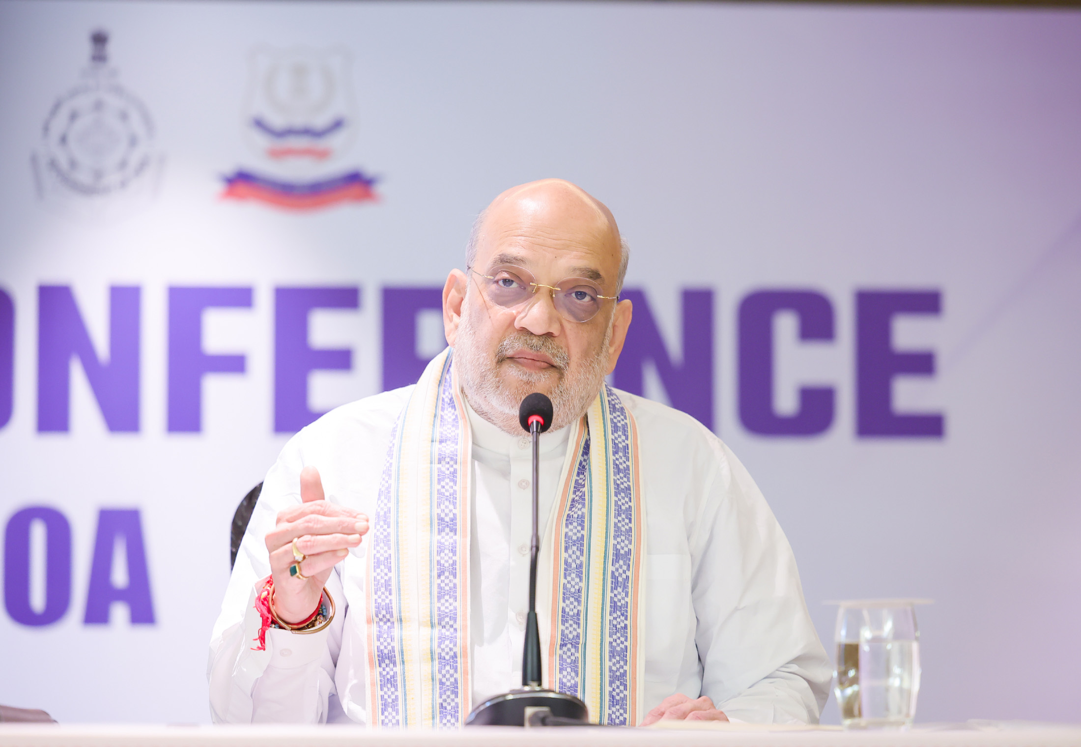 The Union Minister for Home Affairs and Cooperation, Shri Amit Shah addresses a press conference on narcotics control in Panaji, Goa on September 06, 2026.